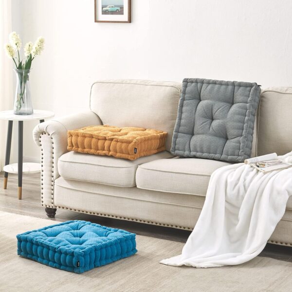 Getmo Resin Floor Pillow,Floor Cushion,Meditation Pillow,Square Floor Pillows Seating for Adults,Chenille Thick Meditation Cushion for Yoga Living Room Balcony Outdoor Tatami,20x20 Inch,Turquoise