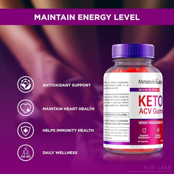 - Metabolix Labs Keto Plus ACV Gummies - Weight Management Support Apple Cider Vinegar Supplement (120 Gummies)