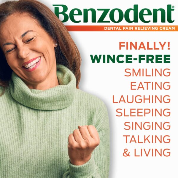 Benzodent Dental Pain Relieving Cream Topical Anesthetic, No Artificial Color & Flavors
