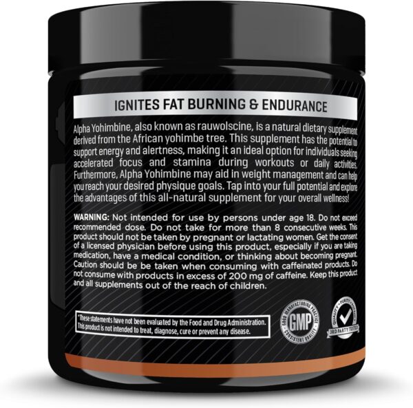 Alpha Yohimbine – Yohimbe Bark Fat Burner, Weight Loss Pills That Work Fast - 3rd Party Tested for Purity and Potency, 60 capsules by RAW Synergies