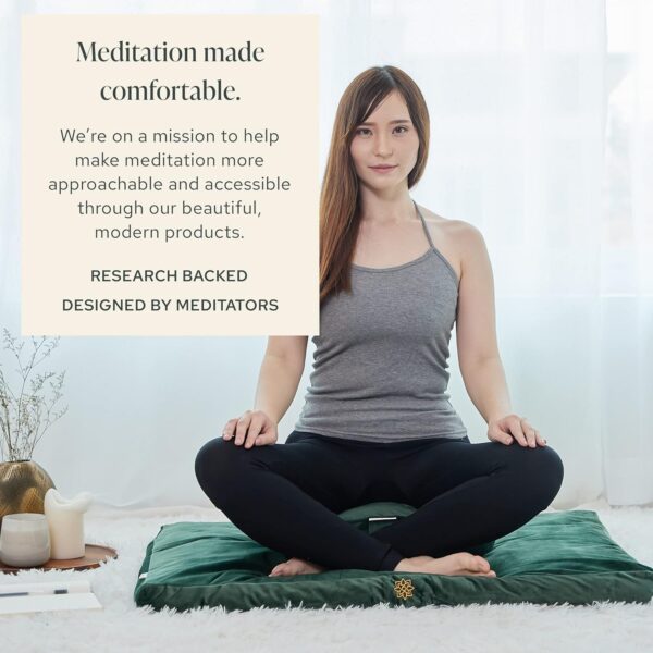 Mindful Modern Velvet Zabuton Meditation Mat | Large Rectangular Yoga Floor Cushion Pillow for Kneeling or Sitting Support | Removable Washable Cover | Perfect Zafu or Bench Complement | Color Grey