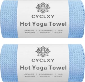 2 Pack Hot Yoga Towels,Yoga Towels for Hot Yoga Non Slip,Microfiber Super-Absorbent Yoga Mats Towel, Pilates,Bikram,Yoga Gear,Lint Free Long Bath Towels,Waffle Bath Towels for Bathroom