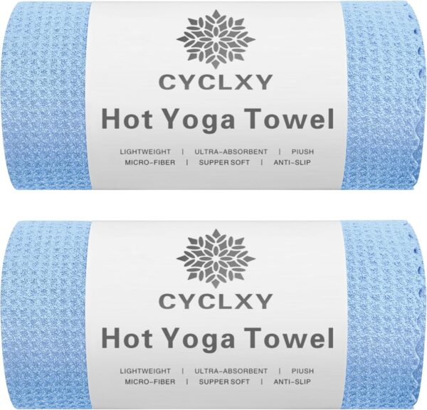 2 Pack Hot Yoga Towels,Yoga Towels for Hot Yoga Non Slip,Microfiber Super-Absorbent Yoga Mats Towel, Pilates,Bikram,Yoga Gear,Lint Free Long Bath Towels,Waffle Bath Towels for Bathroom