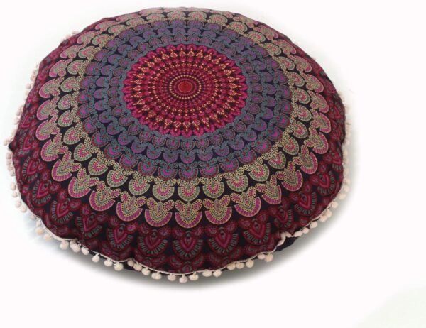 Large Round seat Floor Cushion Chair Ottoman Cover Pouf Pillow Meditation Floor Cushions for Adults Seating pouffe Ottoman Throw Covers Craft Room Furniture for Sitting Cover 22 Inches (Pink)