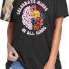 Celebrate Minds of All Kinds Shirts for Women Mental Health Matters Shirt Human Brain Awareness Shirt Tee Tops