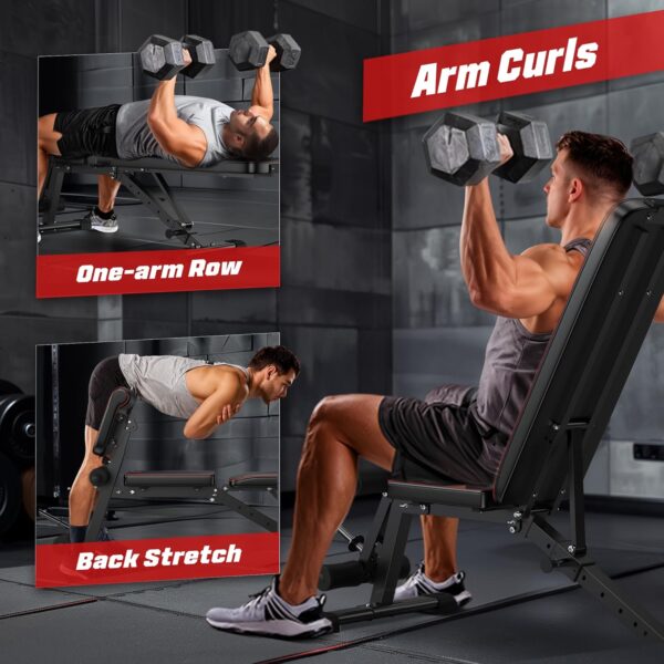 FLYBIRD Multifunctional Weight Bench with Leg Extension and Preacher Curl Pad, Adjustable and Foldable Workout Bench for Home Gym, 800LBS Weight Capacity Exercise Bench for Full Body Strength Training
