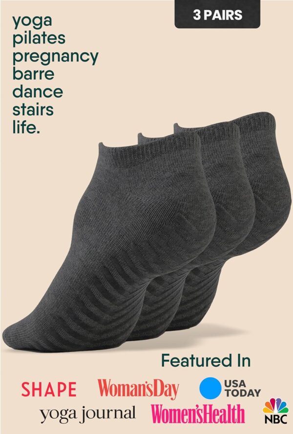 Gripjoy Grip Socks for Women and Men - Non Slip Socks - Yoga Socks with Grippers - Hospital Socks Non Skid - 3 Pairs