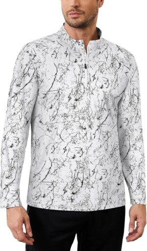 LURANEE Men's UPF 50+ Long Sleeve 1/4 Zip Pullover Athletic Hiking Running Workout Tops