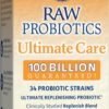 Raw Probiotics - 100 Billion CFU, Shelf Stable, 30 Capsules - For Men and Women, Digestive Enzymes, Clinically Studied Strains - by Garden of Life