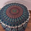 Indian Mandala Round Ottoman Pouf Cover Bohemian Floor Pillow Hippie Cotton Meditation Cushion Cover Seating Throw Decorative Footstool Kids Bean Bag Case