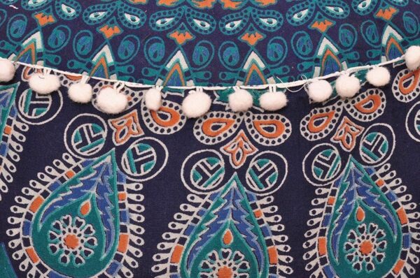 Indian Mandala Round Ottoman Pouf Cover Bohemian Floor Pillow Hippie Cotton Meditation Cushion Cover Seating Throw Decorative Footstool Kids Bean Bag Case