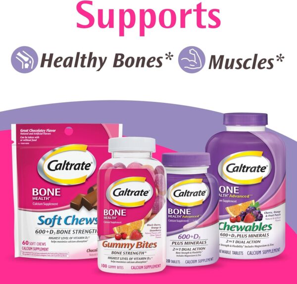 Caltrate Chewables 600 +D3 Plus Minerals Calcium and Vitamin D, Sugar Free, Cherry, Orange and Fruit Punch, 155 count
