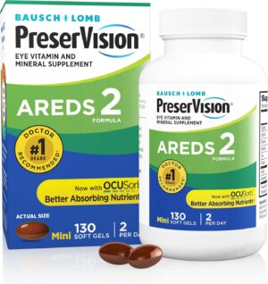 PreserVision AREDS 2 Eye Vitamin & Mineral Supplement, Contains Lutein, Vitamin C, Zeaxanthin, Zinc & Vitamin E, 130 Softgels (Packaging May Vary)