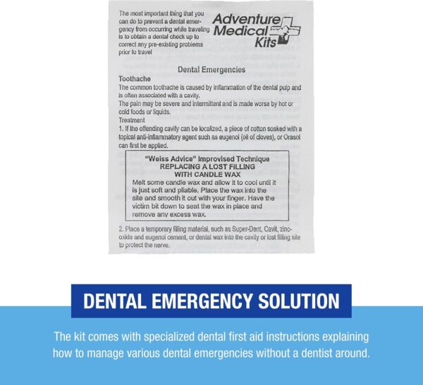 Adventure Medical Kits Dental Medic Kit - Travel Dental Kit for Emergency Tooth Care - Includes Orasol Gel, Tural Tea, Temporary Cavity Filling & More