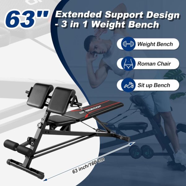 OPPSDECOR Weight Bench Set with Preacher Curl Hyper Back Extension, All-in-One Sit Up Bench, Roman Chair, Professional Bench Press for Full Body Exercise Workout Benches for Home Gym