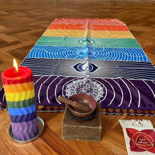 Neasyth Mexican Yoga Mat Beach Picnic Blanket Chakra Meditation Mat Yoga Rug Sunscreen Shawl Chakra Wall Tapestry Decor Boho Pilates 59 in (Polyester Fibre)