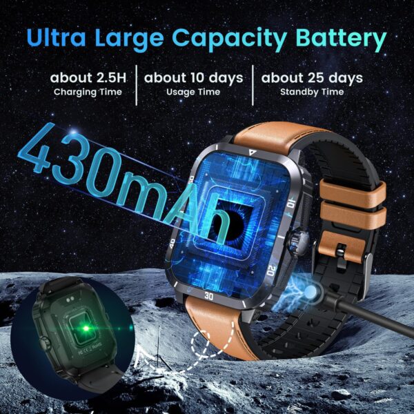 Smartwatch for Men Fitness Smart Watch: 2.0 inch Brown Watch with Bluetooth Call Answer - Android iOS Compatible Military 3ATM Waterproof 100+ Sports Digital Activity Tracker Heart Rate Sleep Monitor