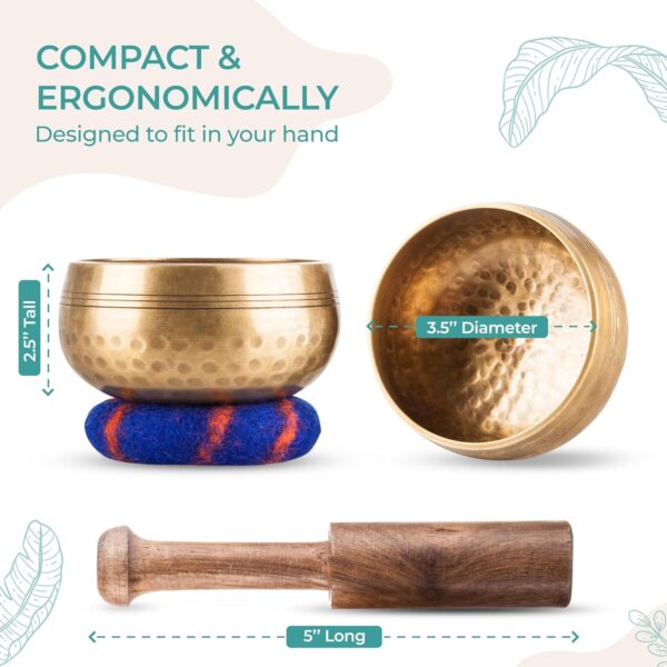 Ohm Store Tibetan Singing Bowl Set — Meditation Sound Bowl Handcrafted in Nepal for Yoga, Chakra Healing, Mindfulness, and Stress Relief — Unique Spiritual Gifts for Women and Men