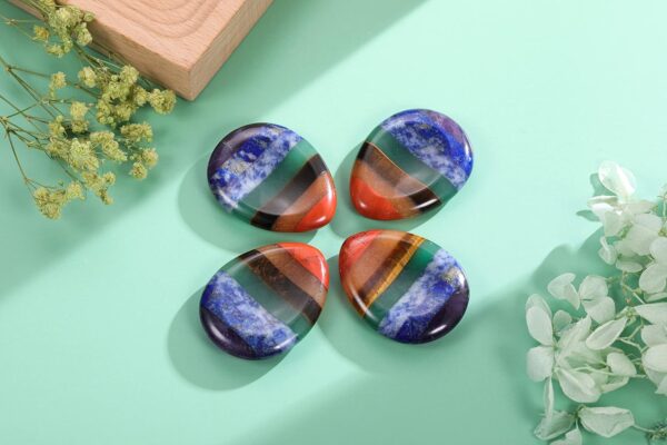 CrystalTears Chakra Worry Stone for Anxiety Healing Crystal Thumb Worry Stones Pocket Palm Stones Stress Relief Reiki Healing Meditation
