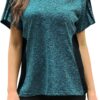 HOCOSIT Women's Workout Shirts Fast Dry Active Wear Yoga Top Sweat Wcking Clothes