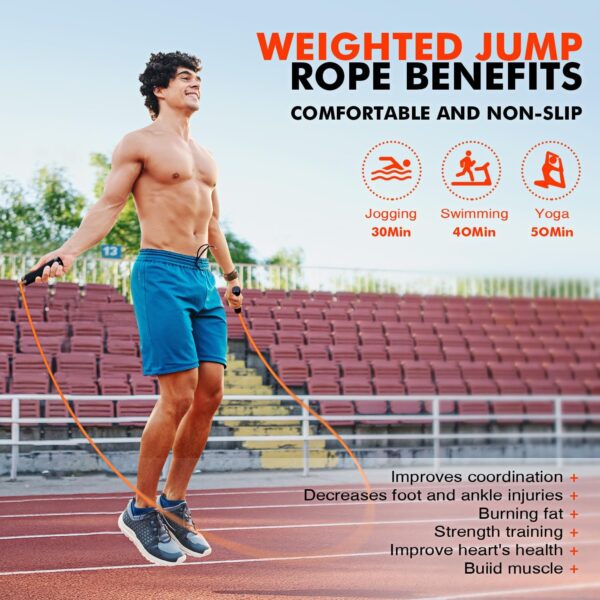 81pfop5sv3L._AC_SL1500_.jpg Jump Rope, Weighted Jump Rope for Men Women, Adjustable 1lb Heavy Skipping Ropes, Suitable for Boxing, Cardio, Home Fitness, Training Muscle, Home Gym Workout Equipment, Full Body Exercise at Home