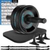 Ab Roller Wheel, 6-in-1 Ab Roller Kit with Knee Mat, Push-Up Bars, Resistance Bands, Workout Poster, Workout Guide, Perfect Home Gym Equipment for Men Women Abdominal Exercise