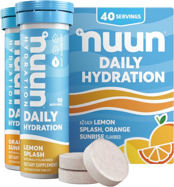 Nuun Hydration Daily, Wellness Electrolyte Tablets, Mixed Citrus, No Sugar, 5 Essential Electrolytes for Hydration, Vegan, Gluten Free, 4 Pack (40 Servings)