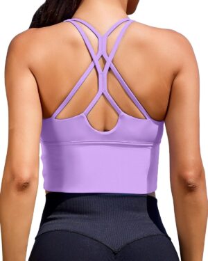 XUNYU Women Sports Bras Longline Fitness Crop Tops Tank Gym Camisole Strappy Criss Cross Yoga Workout Running Shirts
