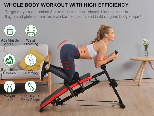 81ppVpkA6pL._AC_SL1500_.jpg KESHWELL Ab Workout Machine,Core Abs Exercise Equipment for Home Gym,Adjustable Sit Up Bench Strength Training Abdominal Cruncher,Foldable Core Workout Machine with Resistance Bands&LCD Display