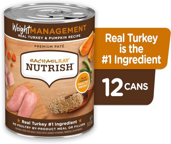81pvbuwjfSL._AC_SL1500_.jpg Rachael Ray Nutrish Weight Management Wet Dog Food, Real Turkey & Pumpkin, 13 Ounce Can (Pack of 12)