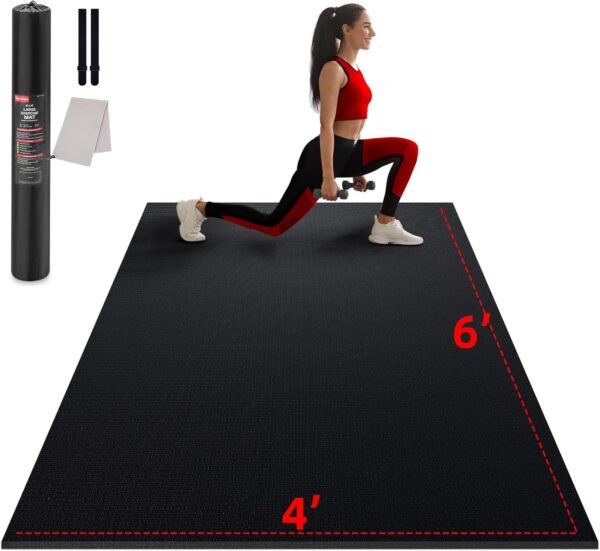 81q2lE4BzBL._AC_SL1500_.jpg Large Exercise Mat for Home Workout,12‘x6’/10'x6'/9'x6'/8'x6'/7'x5'/6'x4' (7mm) Extra Thick Workout Mat, High-Density Gym Mat for Cardio, Jump Rope, MMA, Weights (Shoe-Friendly)