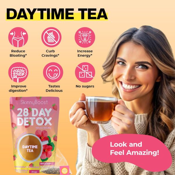 81q53hIoPIL._SL1500_.jpg SkinnyBoost 28 Day Detox Daytime Tea -HIBISCUS BERRY (28 Tea Bags) Supports Metabolism Boost, Detox, All Natural, Non GMO, Vegan, Keto Friendly