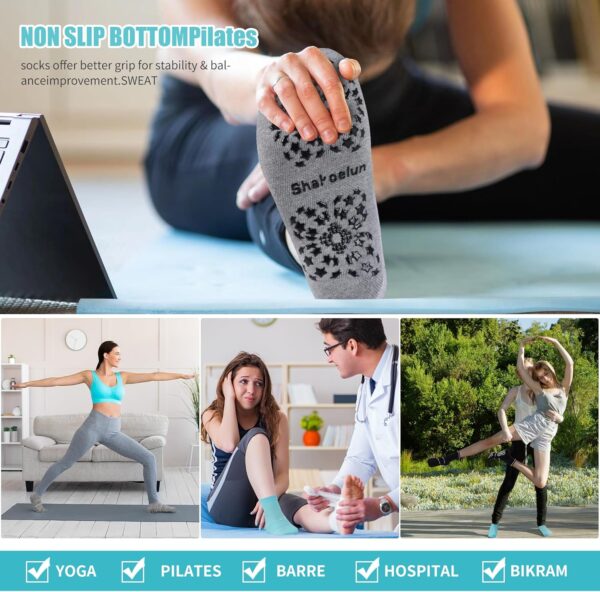 Non Slip Pilates Socks with Grips for Yoga, Barre, Grippy, Hospital, Ballet for Women with Arch Support.