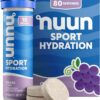 Nuun Sport Electrolyte Tablets - Dissolvable in Water, Grape, 5 Essential Electrolytes for Hydration, 1g Sugar Drink Mix, Vegan, Non-GMO, 8 Pack (80 Total Servings)