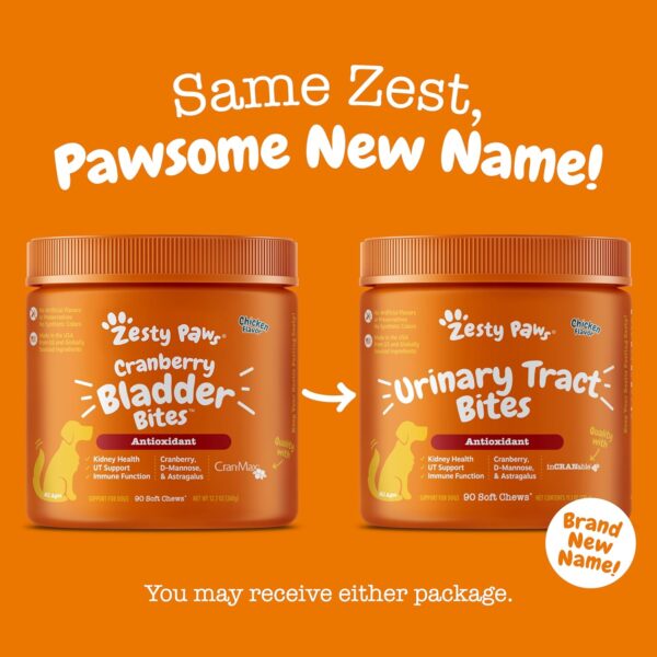 Zesty Paws Cranberry Supplement for Dogs - Bladder Control for Dogs - Urinary Tract Support - Cranberry Chews - Immune & Gut Support - Chicken - 90 Count