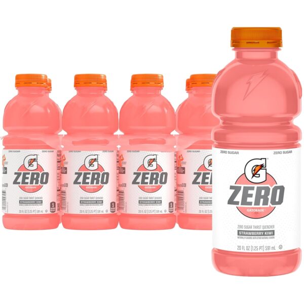 81qE2cPQBeL._SL1500_.jpg Gatorade Thirst Quencher Zero Sugar Sports Drink, Strawberry Kiwi, 20oz Bottles, 8 Pack, Electrolytes for Rehydration