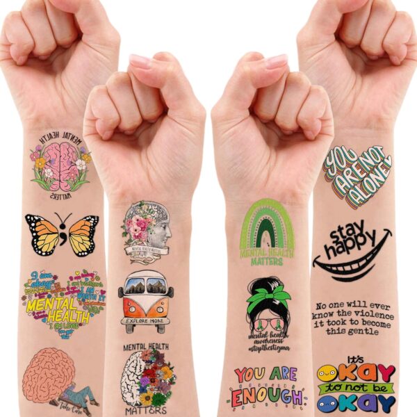 Health Stickers Items Temporary Tattoos Decor Birthday Party Decorations Supplies Favors Wellness Therapist Inspirational Tattoo Sticker 96 PCS Wellness Therapist Gifts for Women Men Kids Rewards
