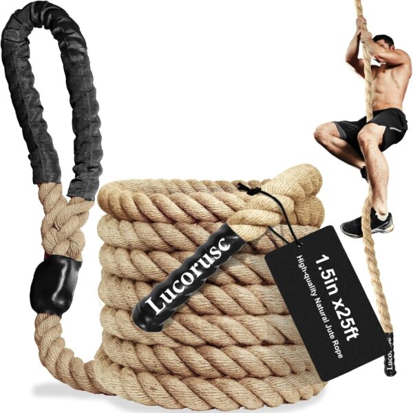 Climbing Rope 1.5" Diameter Gym Climbing Rope for Adults,20FT,25FT,30FT Length Strength Training Workout Climbing Rope,Physical Education Fitness Equipment, Home Workout