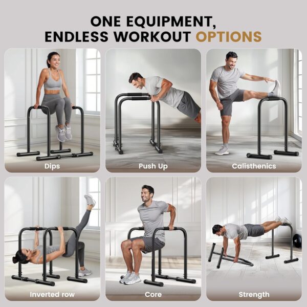 Sportsroyals Dip Bar, Adjustable Parallel Bars for Home Workout, Dip Station with (300/400/1200LBS) Loading Capacity