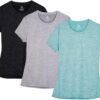 icyzone Workout Running Tshirts for Women - Fitness Athletic Yoga Tops Exercise Gym Shirts (Pack of 3)