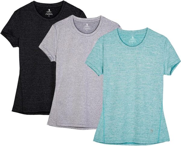 icyzone Workout Running Tshirts for Women - Fitness Athletic Yoga Tops Exercise Gym Shirts (Pack of 3)