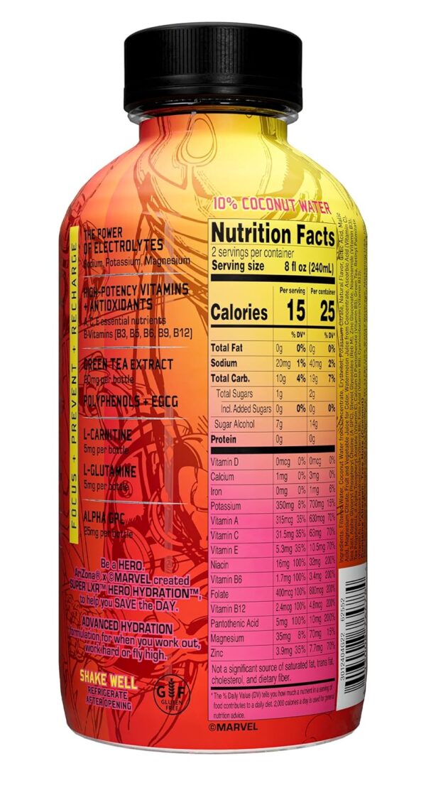 AriZona x Marvel Super LXR Hero Hydration - Dragon Fruit Watermelon - 16oz (Pack of 12) – Low Sugar Sports Drink, Perfect for Athletes - Thirst Quencher