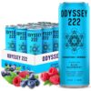 Odyssey 222 Energy Drink, Pre Workout, 222mg Caffeine, Clean Energy Drinks, L Theanine, Lions Mane, Cordyceps & Green Tea for Energy, Focus & Mood Boost, Low Calorie, Blue Raspberry, 12 Fl oz, 12 Pack