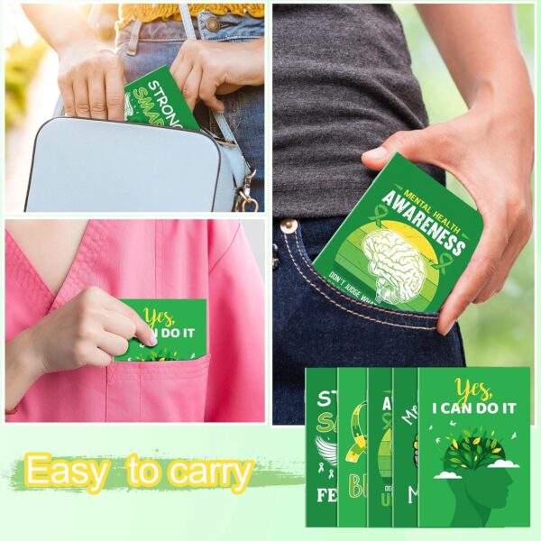 100 Pcs Mini Mental Health Notepads Small Memo Pad Notepads Bulk Mental Health Awareness Green Ribbon Pocket Notebooks, 10 Styles