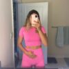 IWEMEK Women Seamless Yoga Outfits 2 Piece Workout Short Sleeve Crop Top with High Waisted Running Shorts Sets Activewear