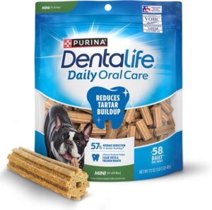 DentaLife Daily Oral Care Dog Treats for Small Dogs 5-20 lbs., Chewy Dental Treat to Freshen Breath and Fight Tartar, Chicken Flavor, 17.1 Oz., 58 Chews - 58 Ct. Pouch