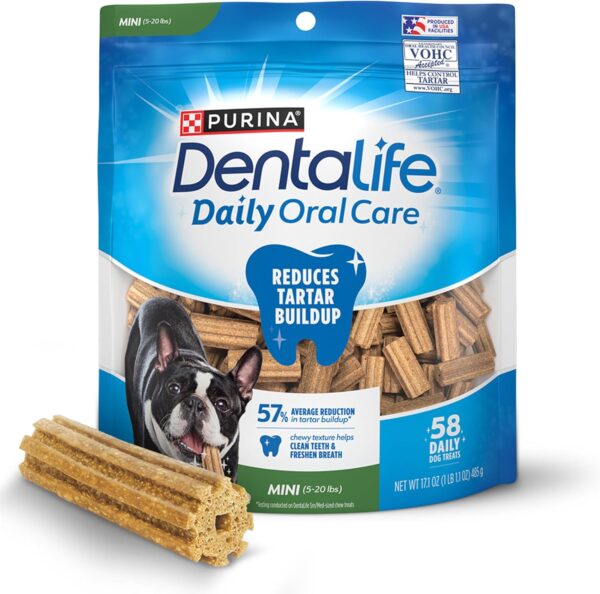 DentaLife Daily Oral Care Dog Treats for Small Dogs 5-20 lbs., Chewy Dental Treat to Freshen Breath and Fight Tartar, Chicken Flavor, 17.1 Oz., 58 Chews - 58 Ct. Pouch