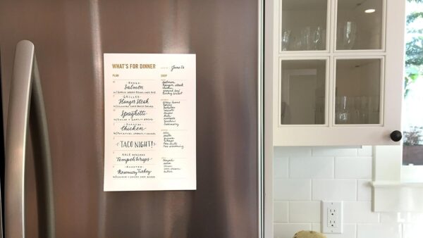 Two Tumbleweeds Meal Planning Notepad - What's for Dinner Weekly Meal Planner and Grocery List Magnet Pad with Tear-Off Shopping List - Family Dinner Menu for Fridge & Meal Prep - 6x9” - 50 Sheets