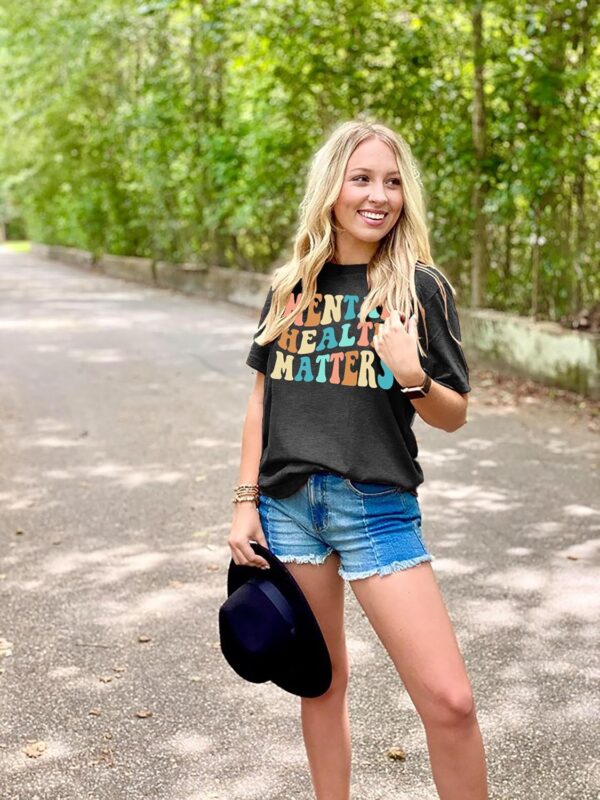 81rJye9GPeL._AC_SL1500_.jpg Mental Health Matters Shirt for Women Be Kind Shirt Therapist Shirt Positive Short Sleeve Psychologist Tee Tops