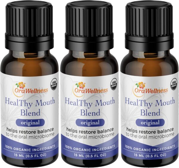 OraWellness Healthy Mouth Blend Organic Toothpaste & Mouthwash Alternative Tooth Oil, Natural Mouth Rinse for Healthy Teeth & Gums for Women, Men and Kids, Pack of 3